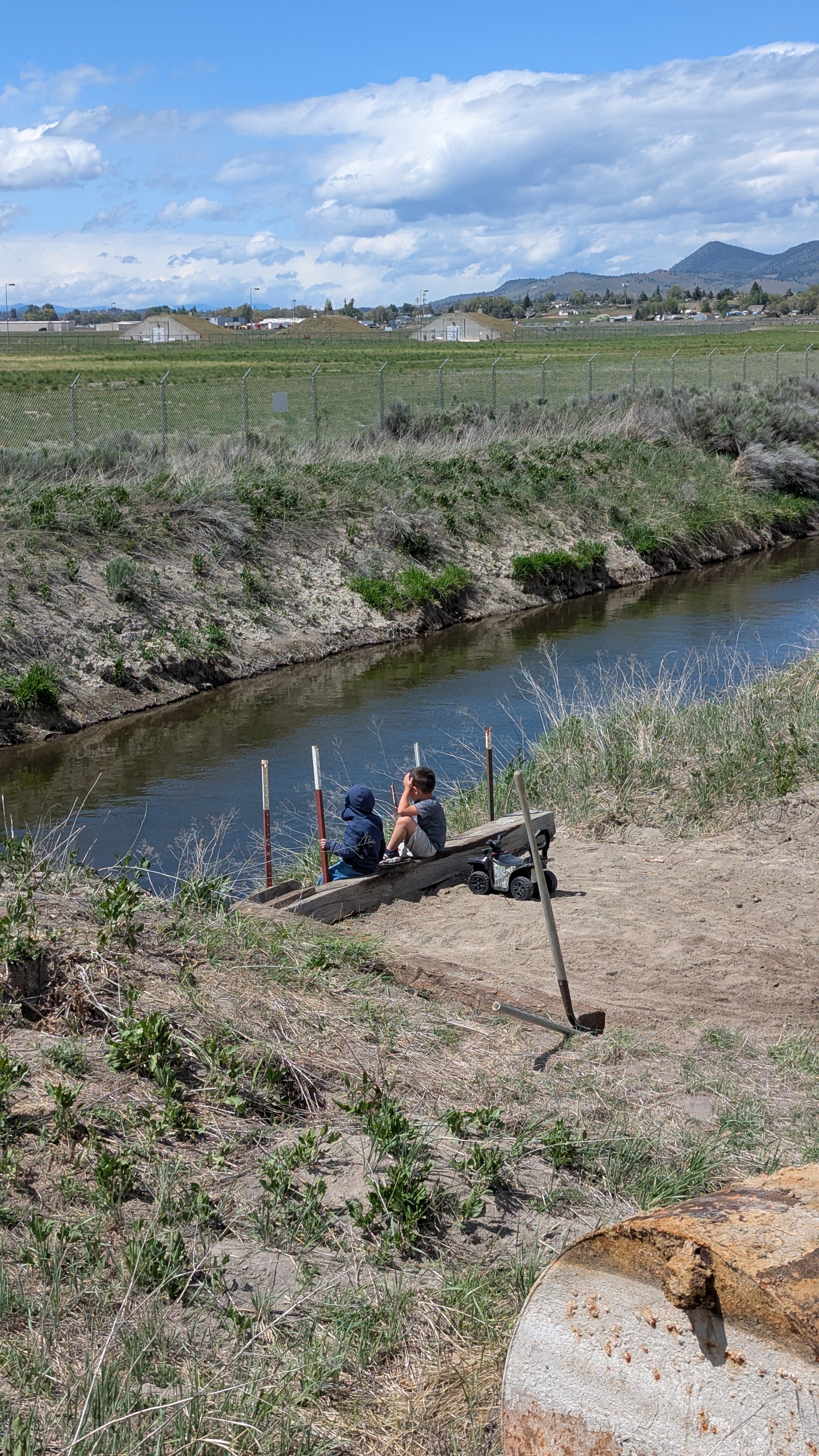 Working at the irrigation canal headgate