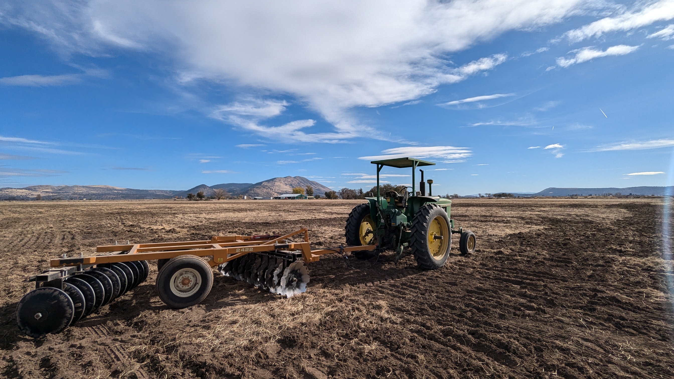 Discing the field for planting