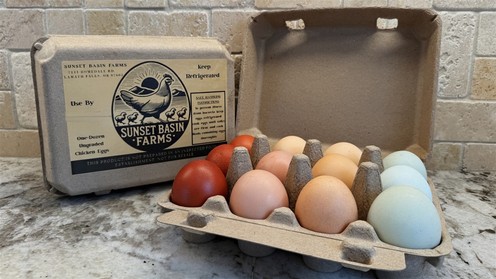 Fresh farm eggs from the pastured flock at Sunset Basin Farms